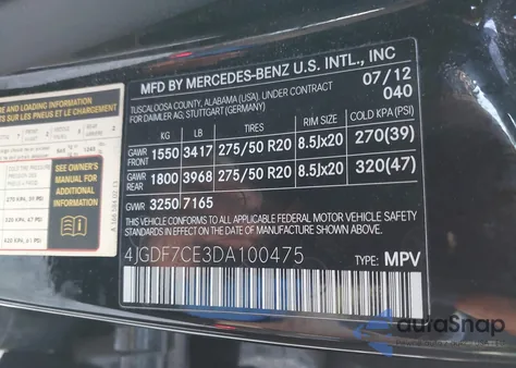 2013 Mercedes-Benz Gl 450 4Matic from USA, damaged, VIN 4JGDF7CE3DA100475